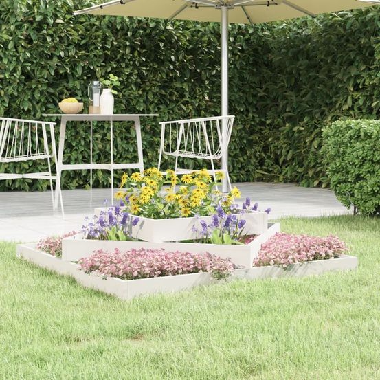 Grand carré potager 3 niveaux bois de pin jardin blanc 112x112cm