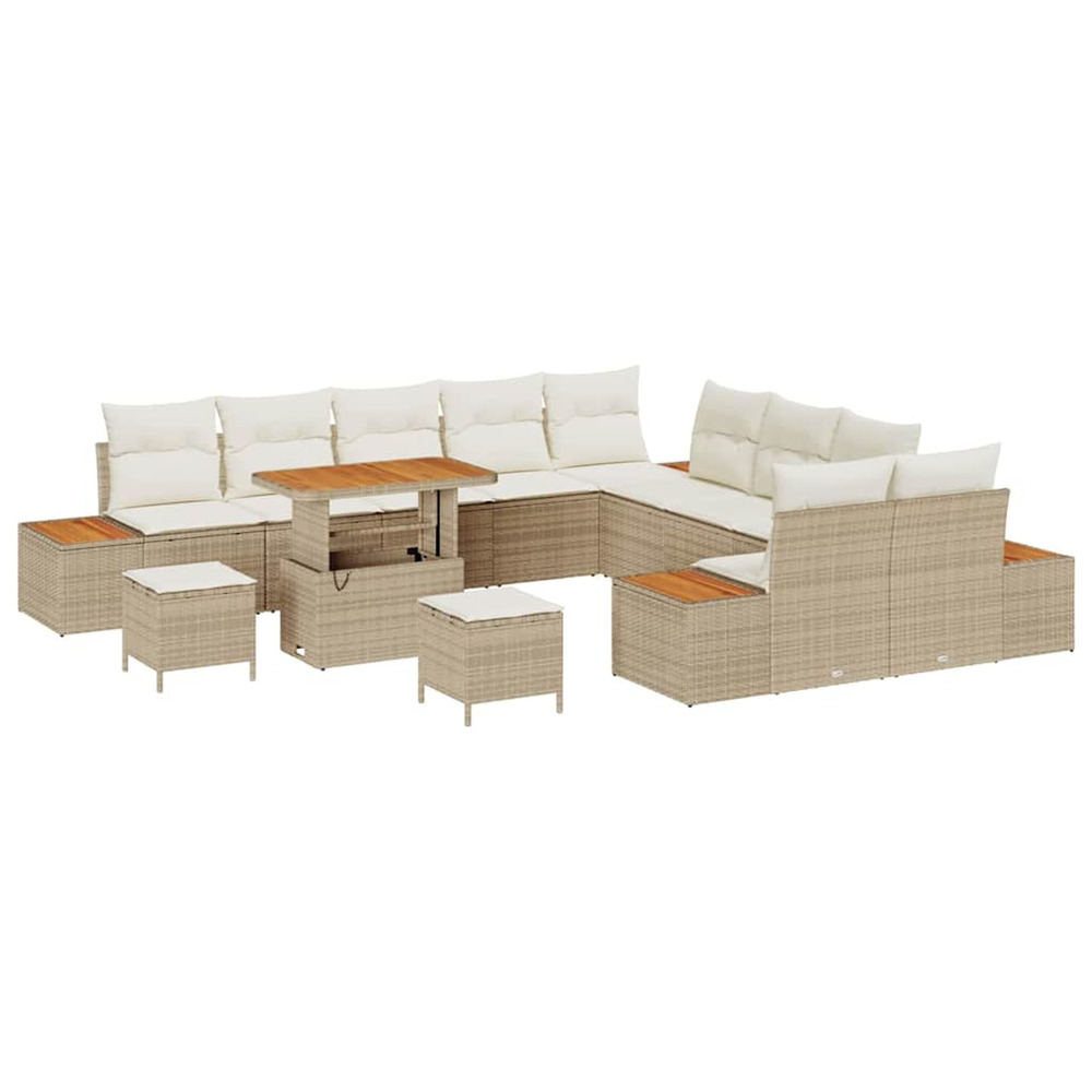 Ensemble de canapé de jardin avec coussin beige poly rotin