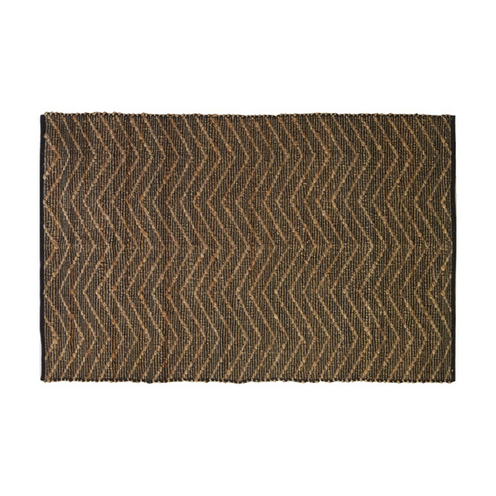 Tapis en jute et coton naturels zig-zag naturel et marron - 160 x 230 cm