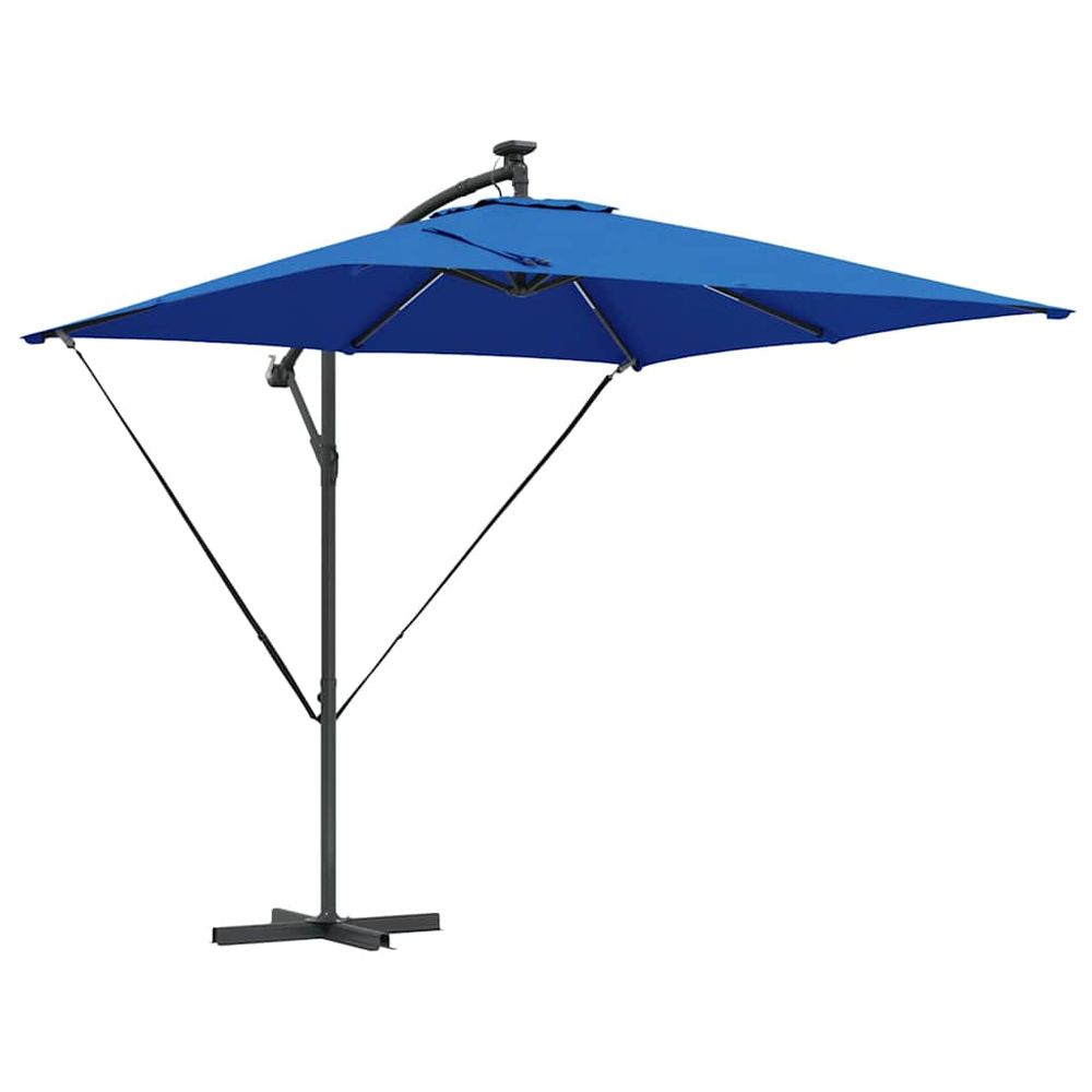 Parasol 249 x 249 x 250 cm polyester et aluminium azur