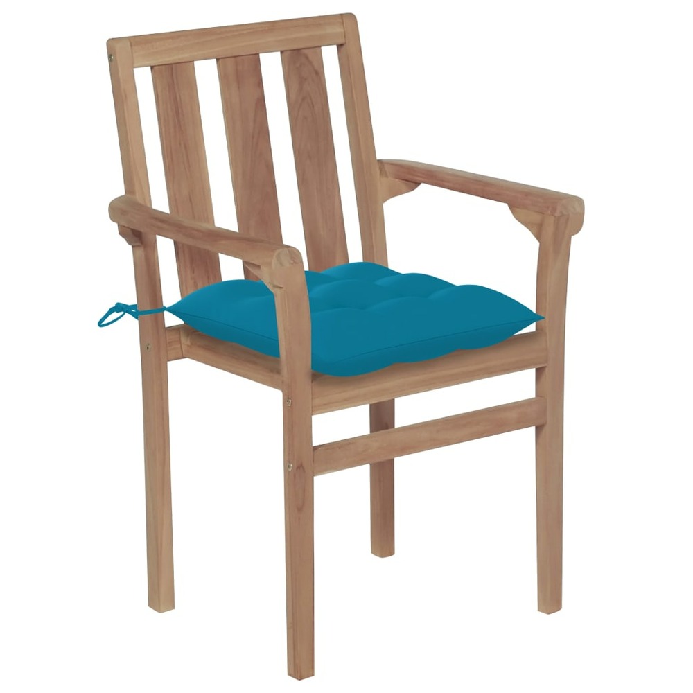 Chaises de jardin empilables avec coussins lot de 4 teck solide