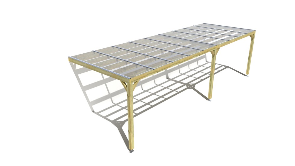 Pergola bois • 9m x 3m • adossée • sens largeur • couverture étanche transparente incluse • livraison comprise