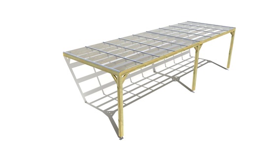 Pergola bois • 9m x 3m • adossée • sens largeur • couverture étanche transparente incluse • livraison comprise