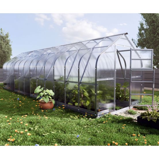 Serre en polycarbonate standart 20m² (2,5x8m), 6mm, lucarnes automatiques incluses