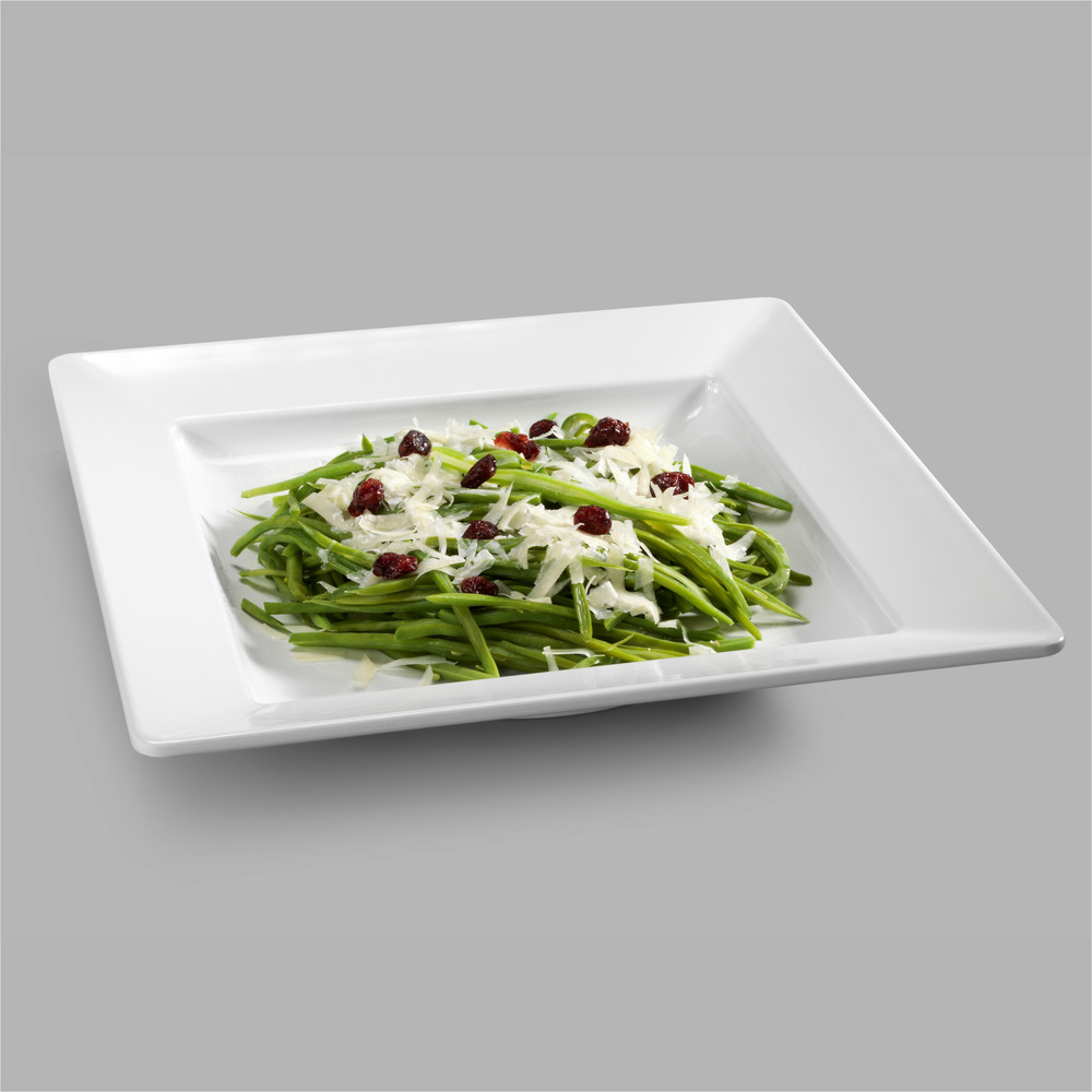 Assiette carrée en mélamine blanc 33,5 à 37,3 cm - pujadas