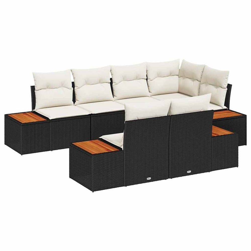 Ensemble de canapé de jardin 7 pc noir polyrotin