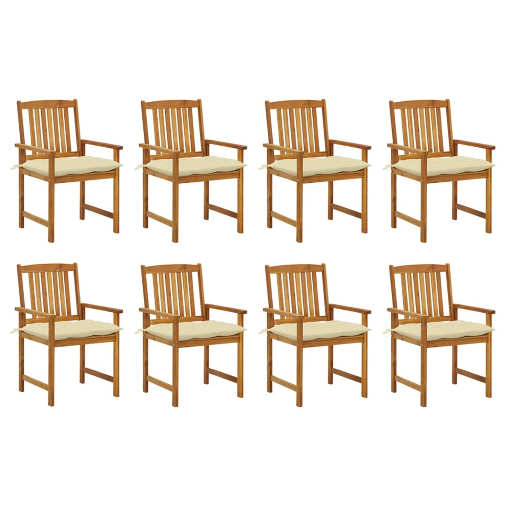 Chaises de jardin avec coussins lot de 8 bois d'acacia solide