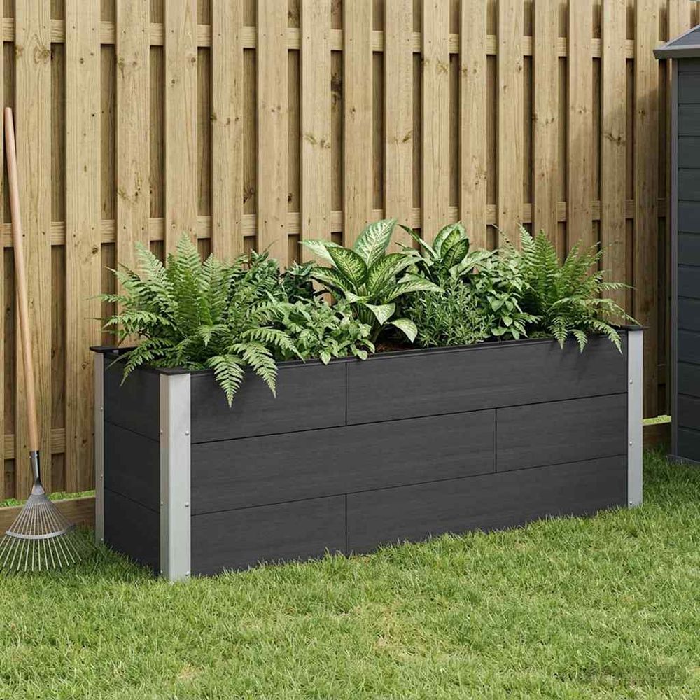 Bac potager surélevé wpc aluminium jardin culture légumes 150x54cm noir