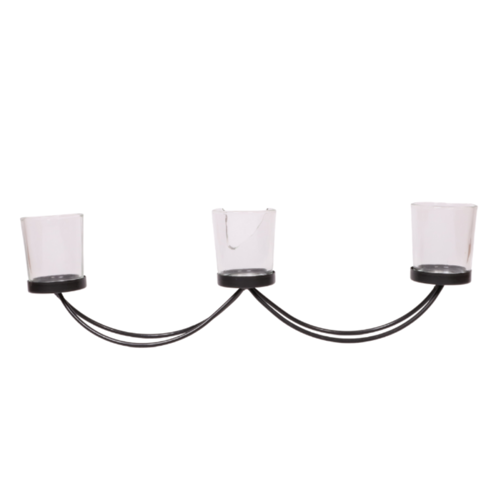 Photophore bougie noël bougeoir lanterne métal verre noir 50cm