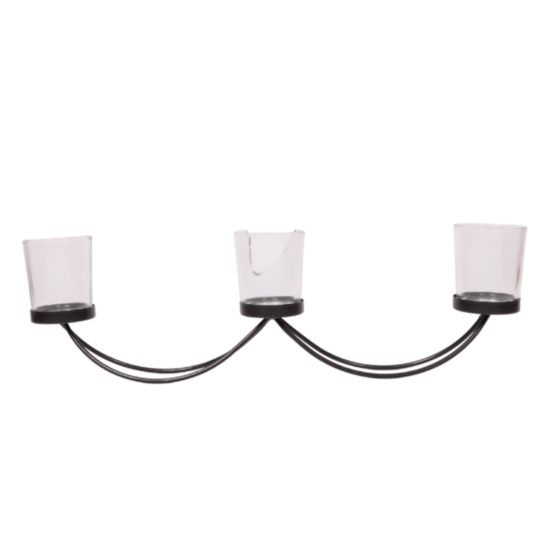 Photophore bougie noël bougeoir lanterne métal verre noir 50cm