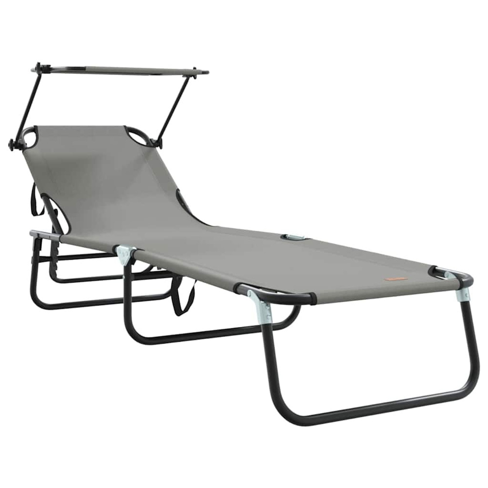 Chaise longue pliante gris 190 x 57 x 81 cm oxford bain de soleil