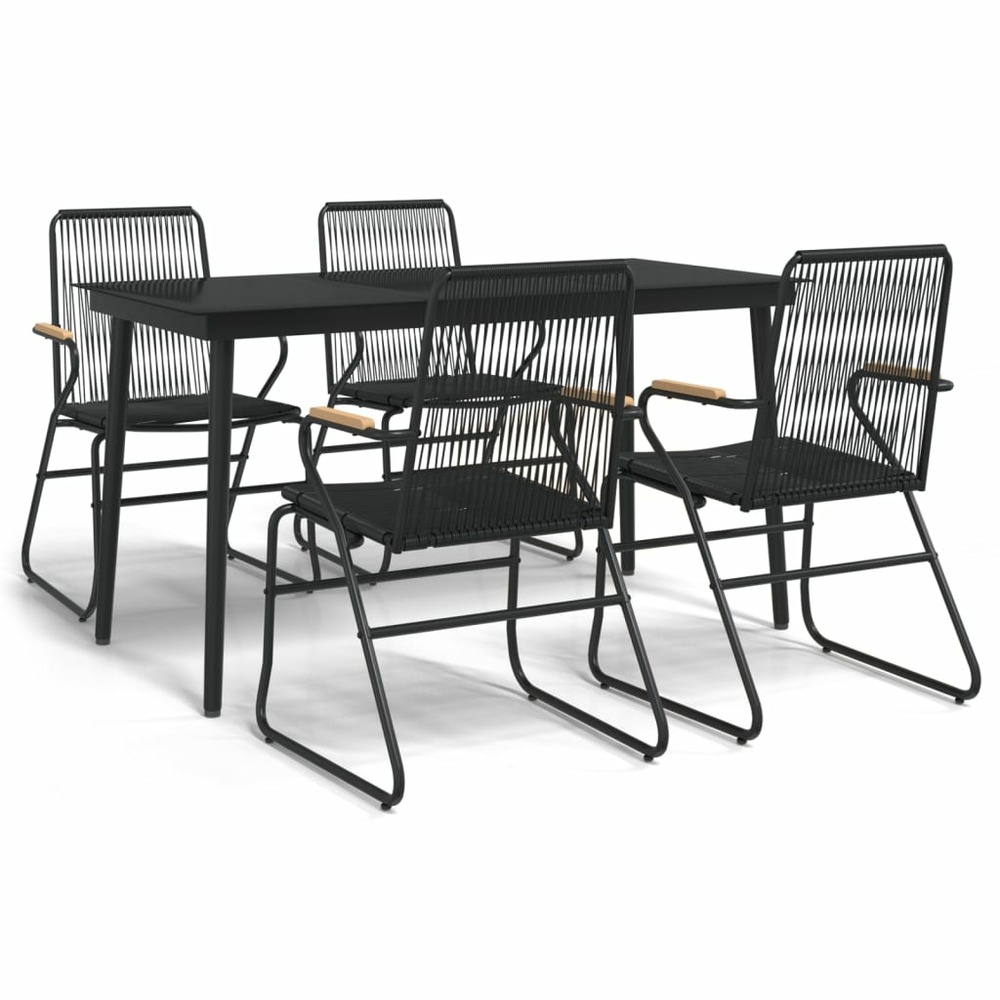 Ensemble à manger de jardin 5 pcs noir rotin pvc