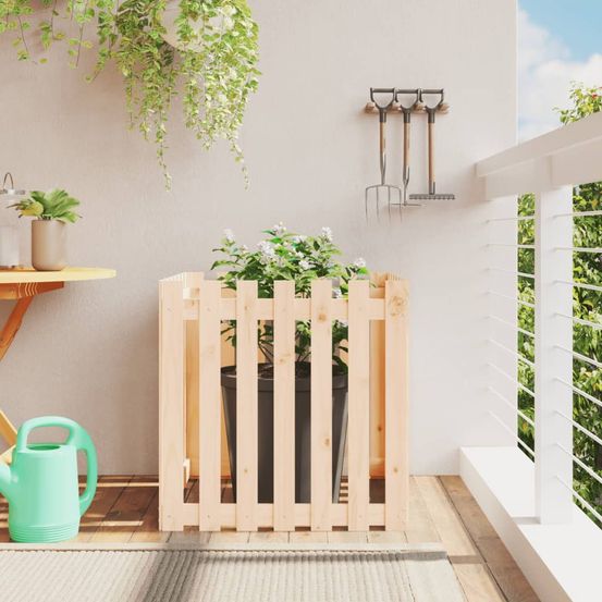 Bac à fleurs géant 70cm en pin massif brut pour arbre et palmier