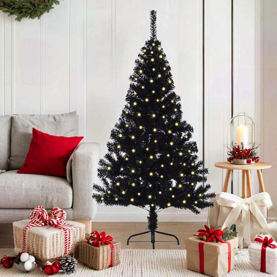 Sapin de noël lumineux conique en pvc pour fêtes intérieur extérieur noir 150 cm