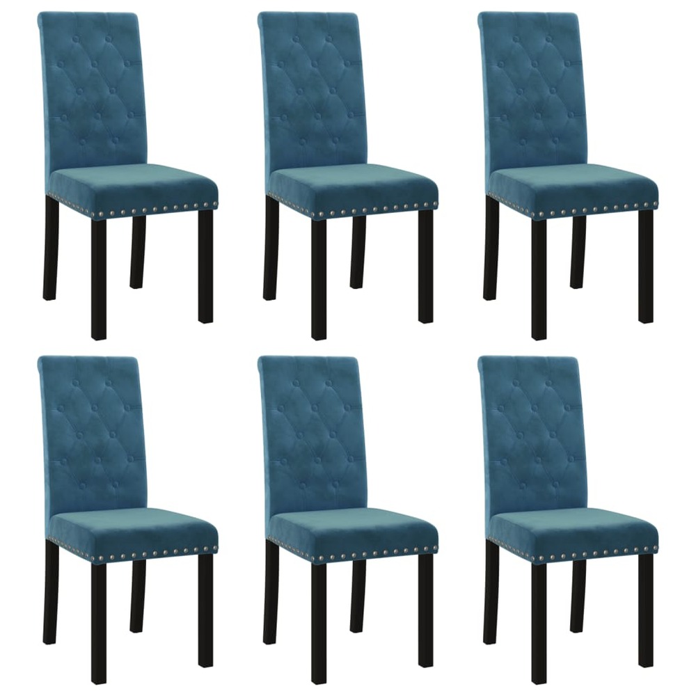 Chaises de salle à manger 6 pcs bleu velours