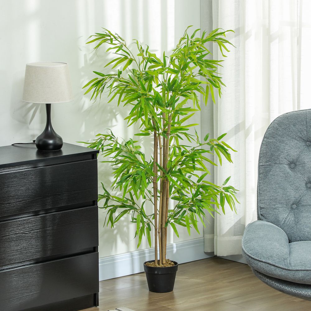 Bambou artificiel réaliste 150cm pot inclus décoration intérieur extérieur