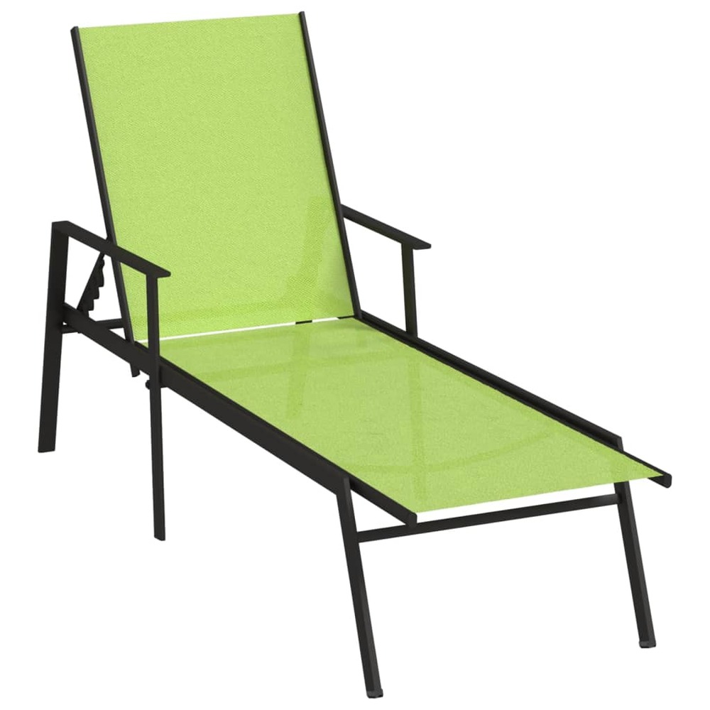 Chaise longue acier et tissu textilène vert