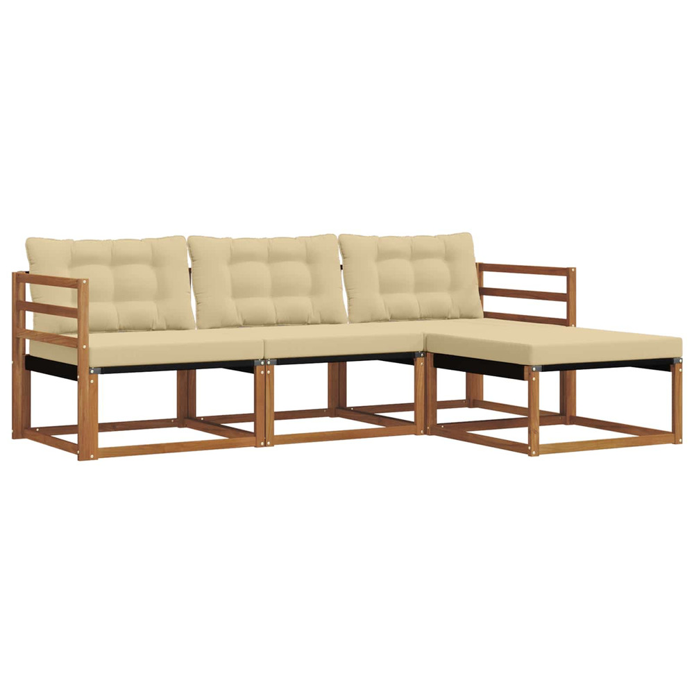 Ensemble de canapés d'extérieur 4 pcs naturel et beige