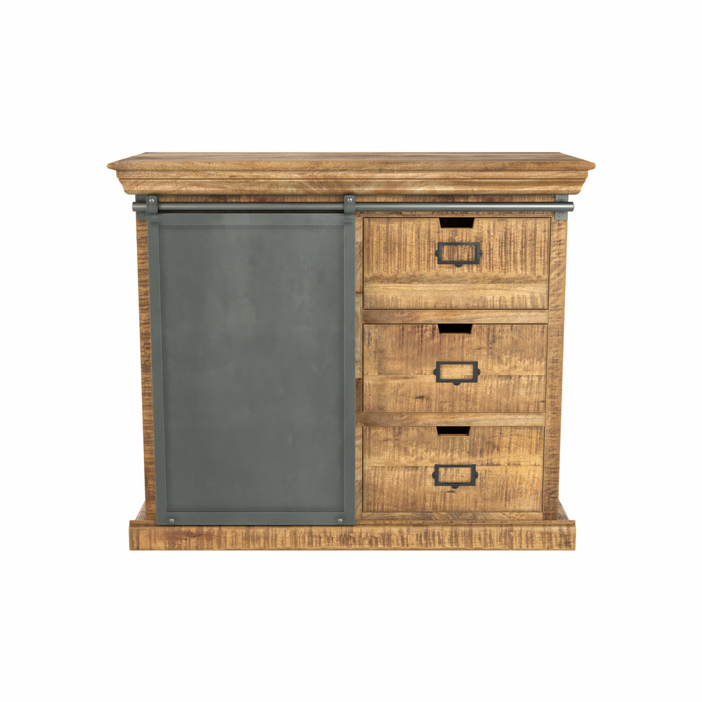 Tabuk-petit buffet en bois et métal 1 porte 3 tiroirs