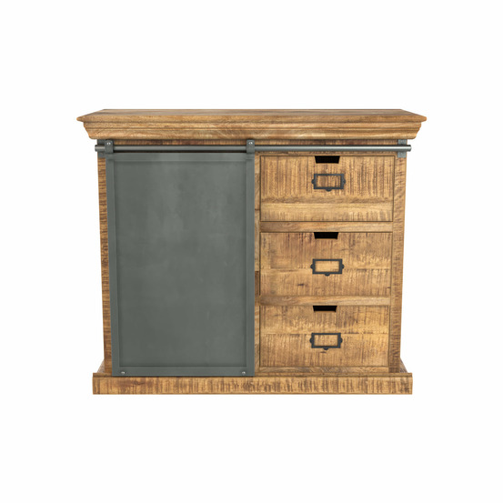 Tabuk-petit buffet en bois et métal 1 porte 3 tiroirs