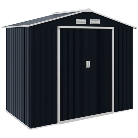 Abri de jardin acier 2,13x1,30x1,85 m gris anthracite rangement outils portes coulissantes - comfortxl outdoor living