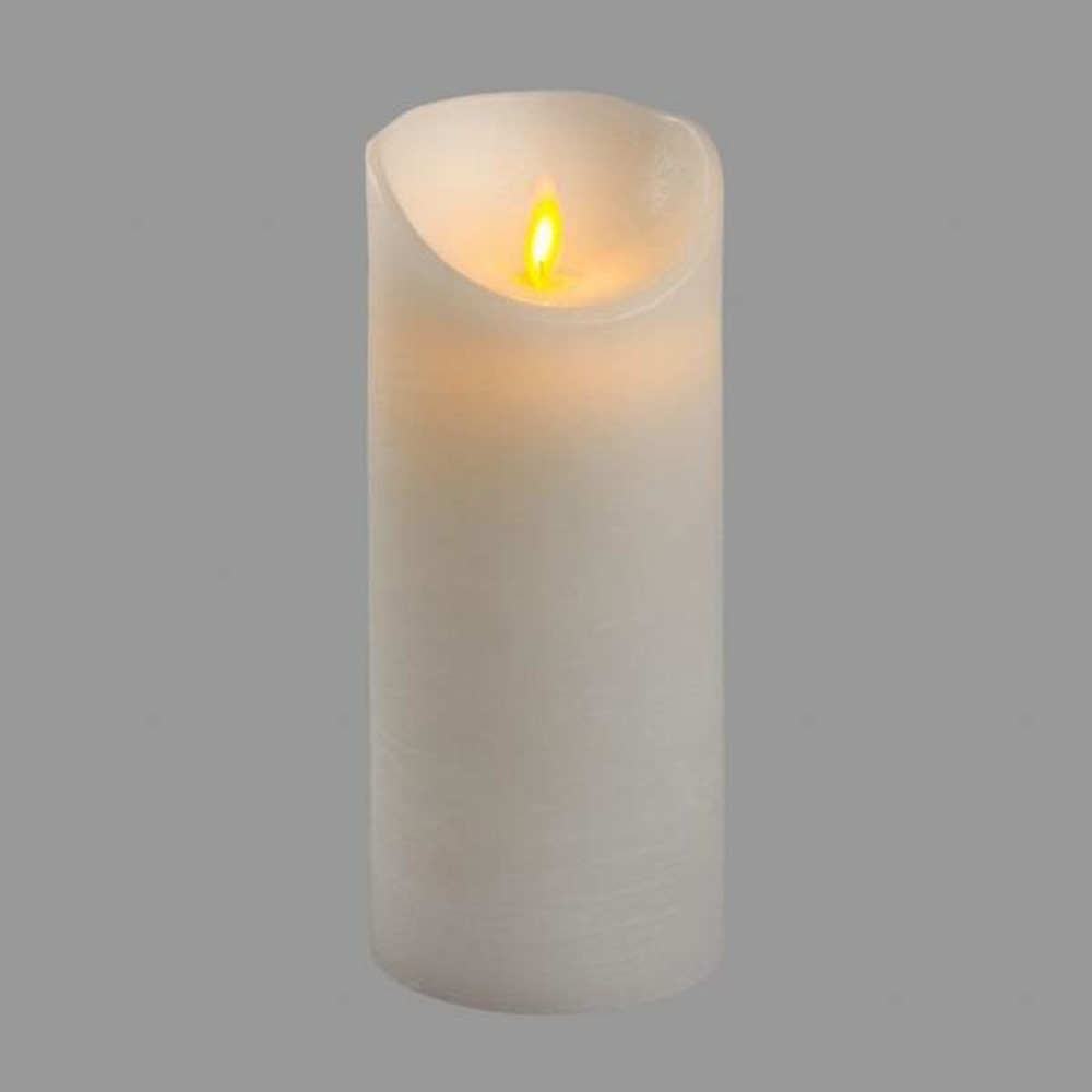 Bougie led à piles en cire naturelle blanche flamme en mouvement h18cm timer blanc chaud lotti