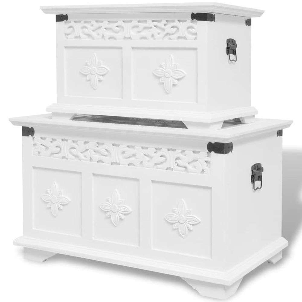 Ensemble de deux coffres de rangement blanc