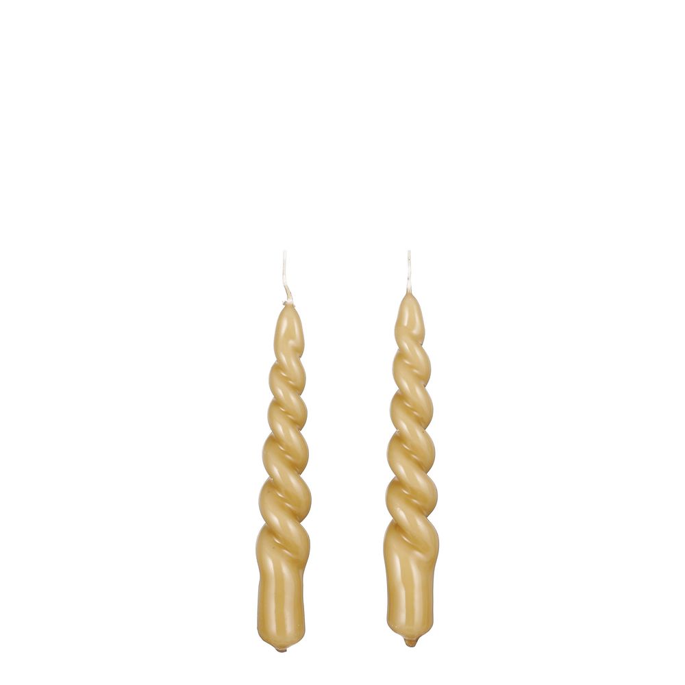Mica decorations twist bougie lot de 2 - h15 cm - brun clair brillant