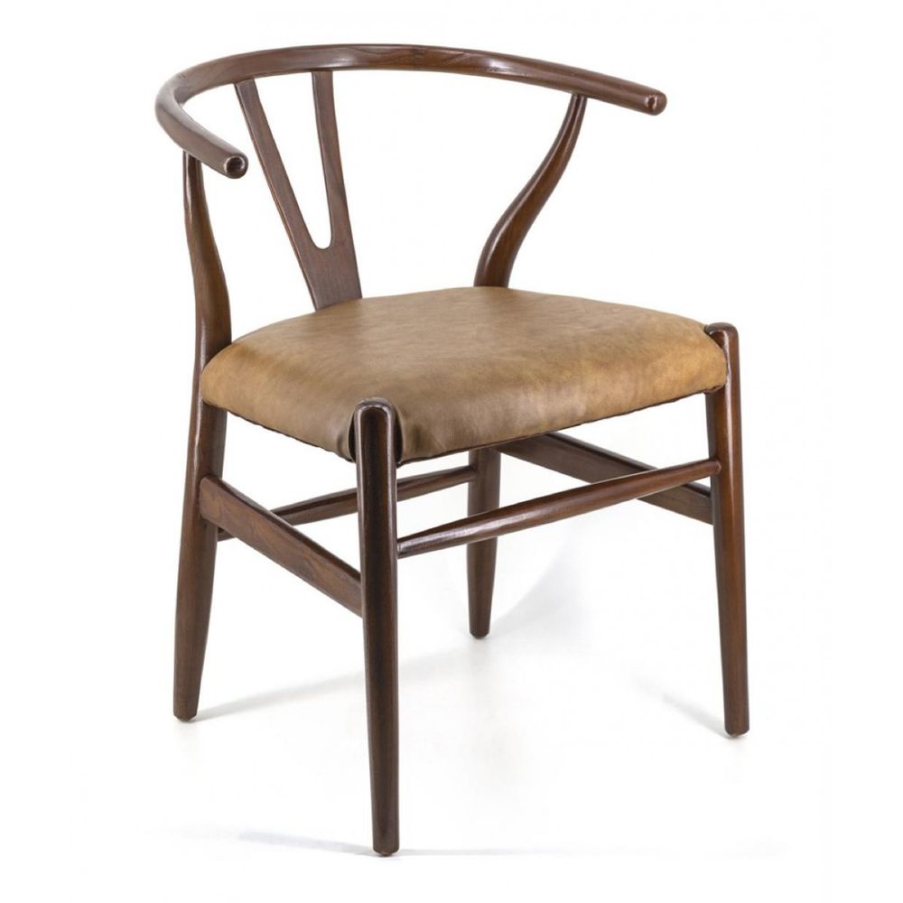 Chaise cuir bois marron - décoration d'autrefois