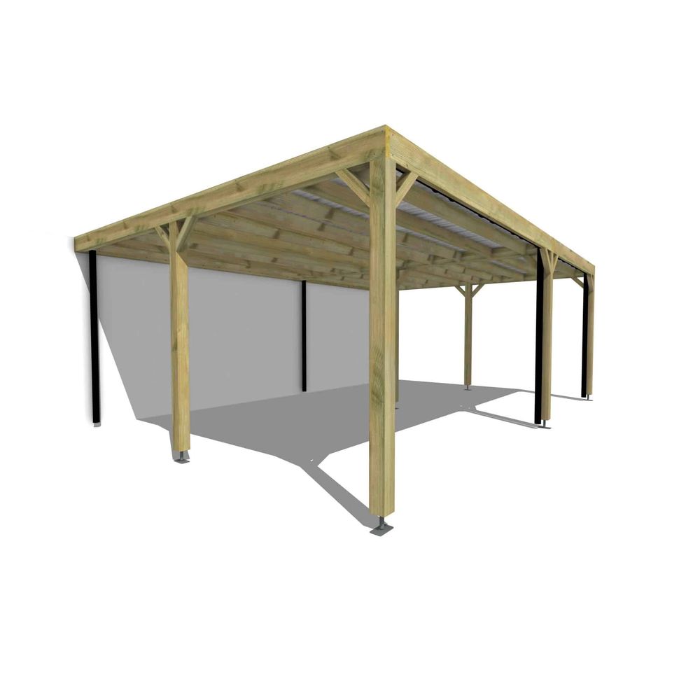 Carport bois adossé 3 voitures 36 m² • 7 x 5 m • hauteur de passage 2,37 m • sens largeur • livraison comprise