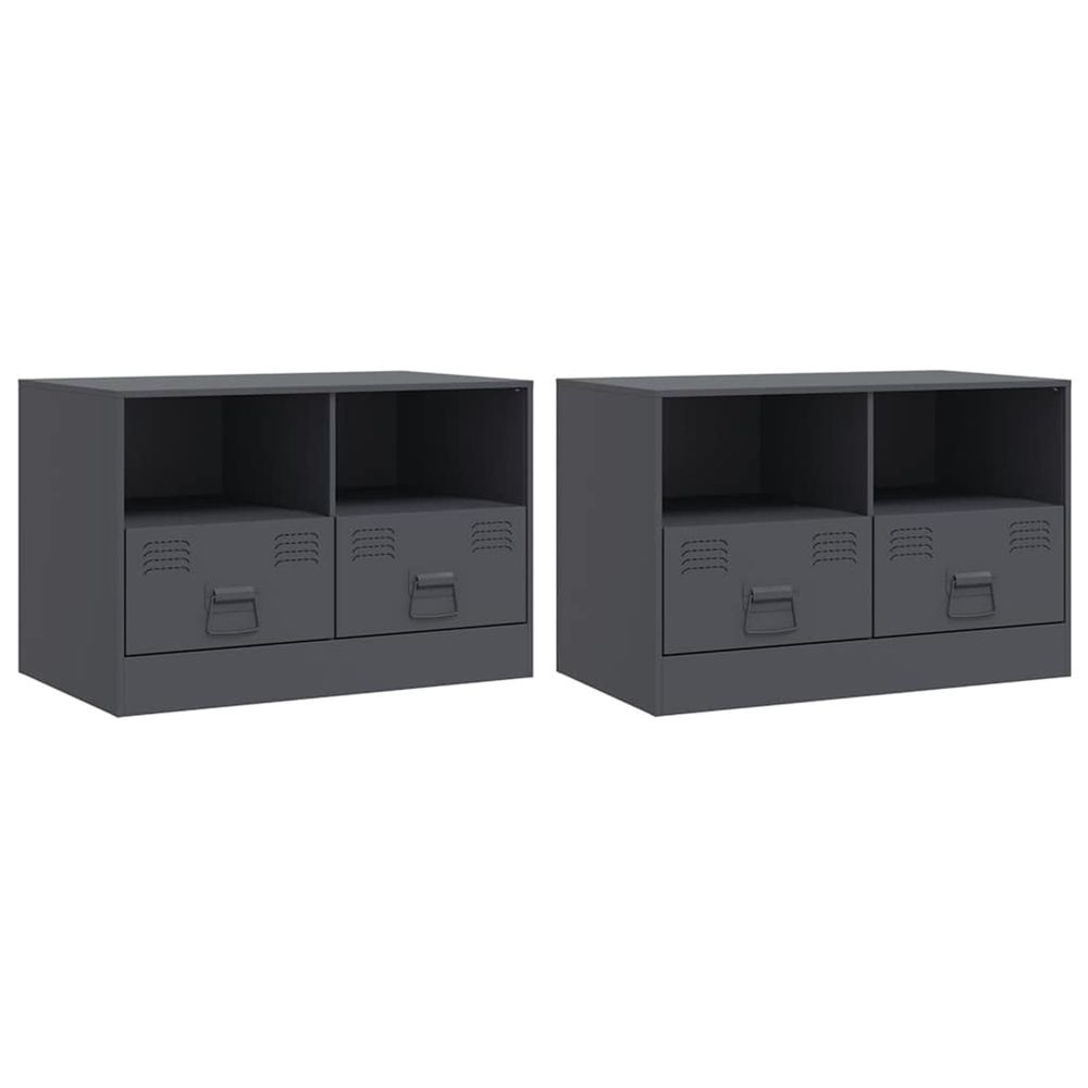 Meubles tv 2 pcs anthracite 67x39x44 cm acier