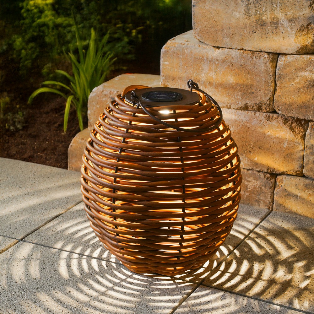 Esotec solar lampe en rotin victoria 30, usb, fonction cct, poly rotin, 102278