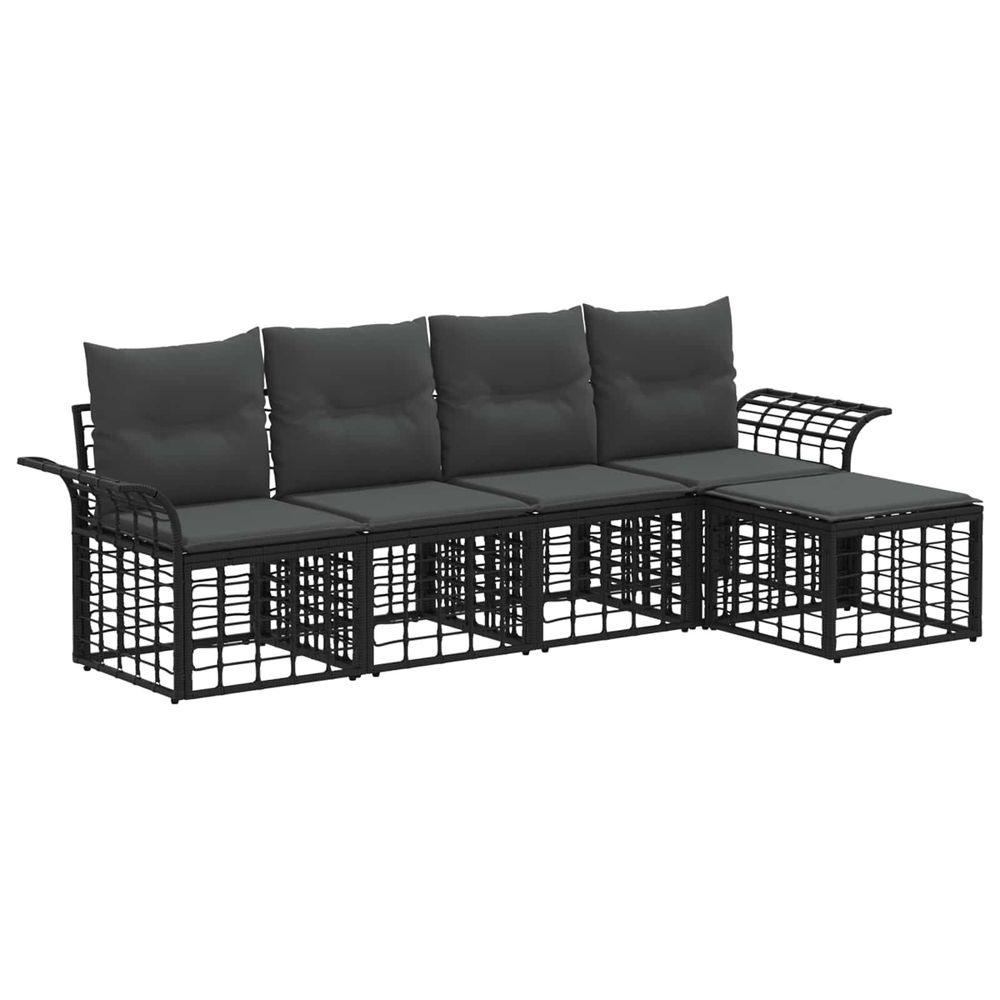 Ensemble de canapés d'extérieur 5 pc noir et gris foncé
