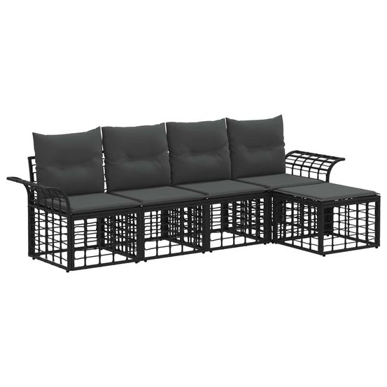 Ensemble de canapés d'extérieur 5 pc noir et gris foncé