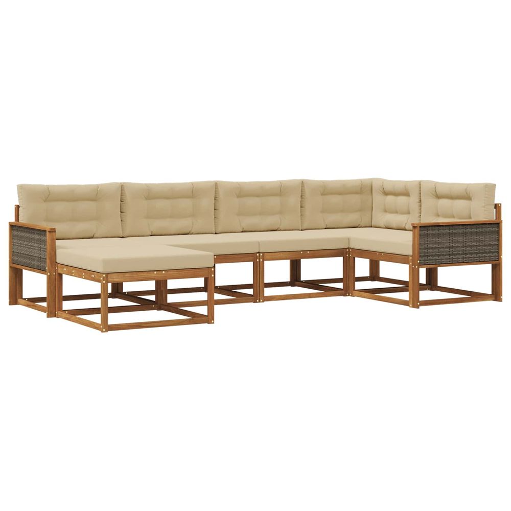 Ensemble de canapés d'extérieur 6 pc naturel et beige
