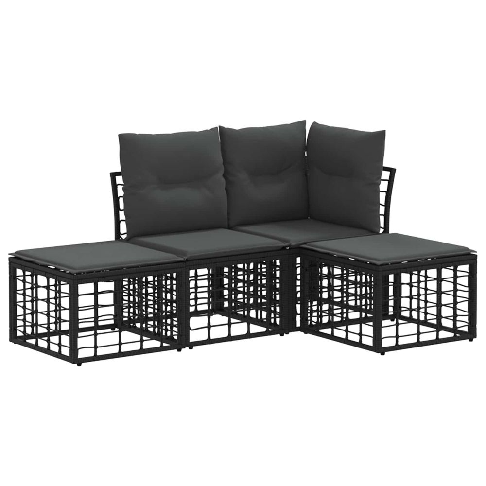 Ensemble de canapés d'extérieur noir polyester