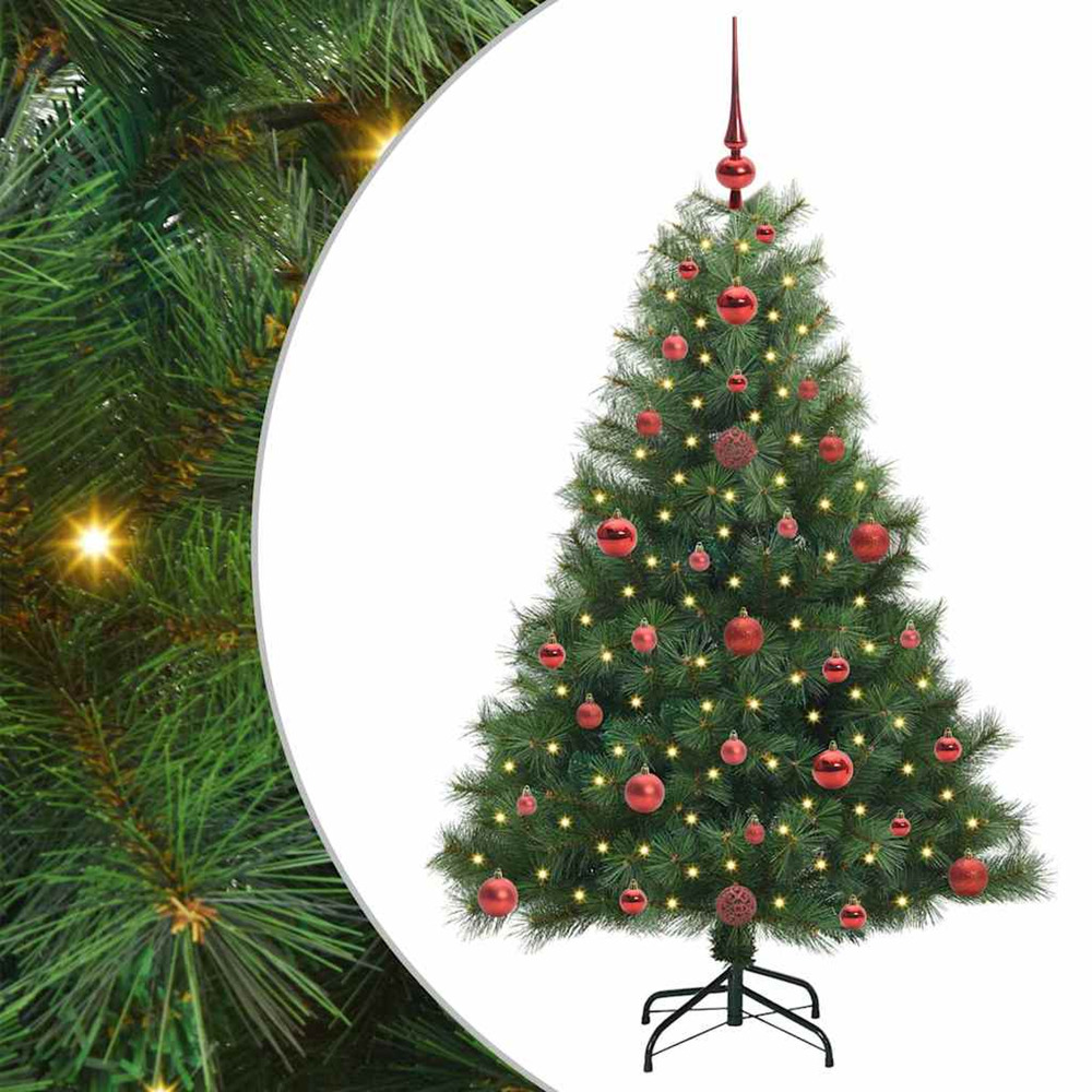 Sapin de noël artificiel avec 150 led vert 120 cm pe et pvc