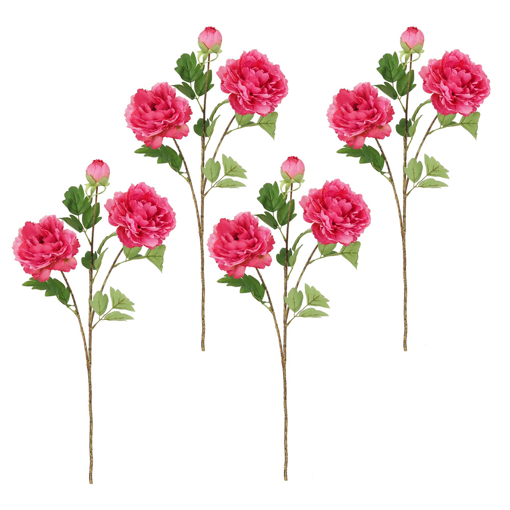 Pivoine artificielle en tige rose 70cm lot de 4