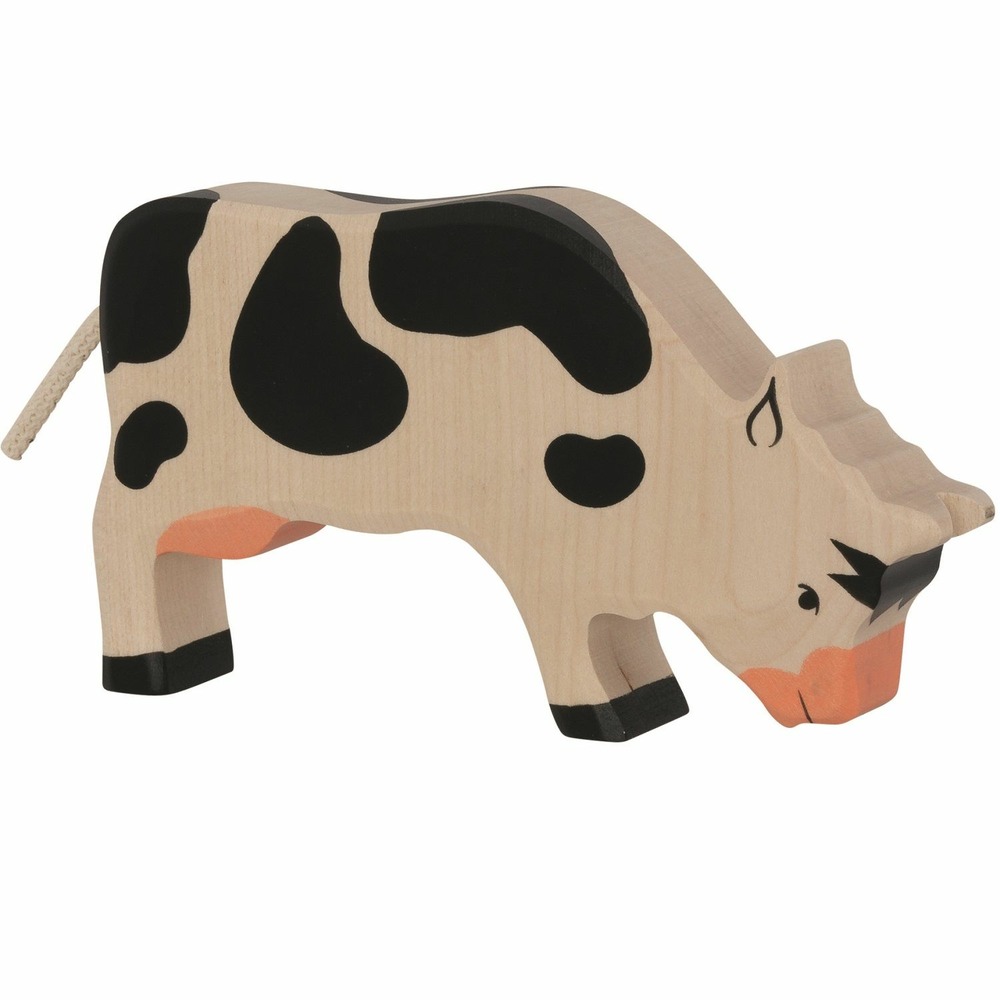 Vache broutant, noir