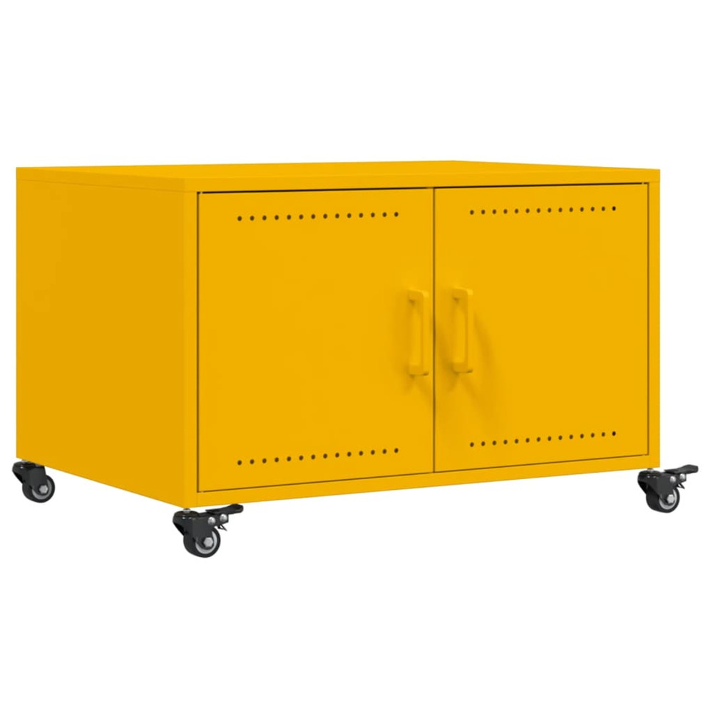Table basse jaune moutarde 68x50x43,5 cm acier