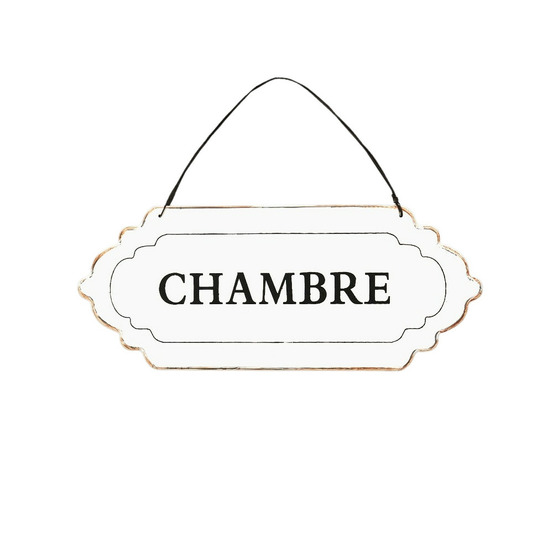 Plaque de porte décorative vintage chambre fer blanc noir 25x11cm