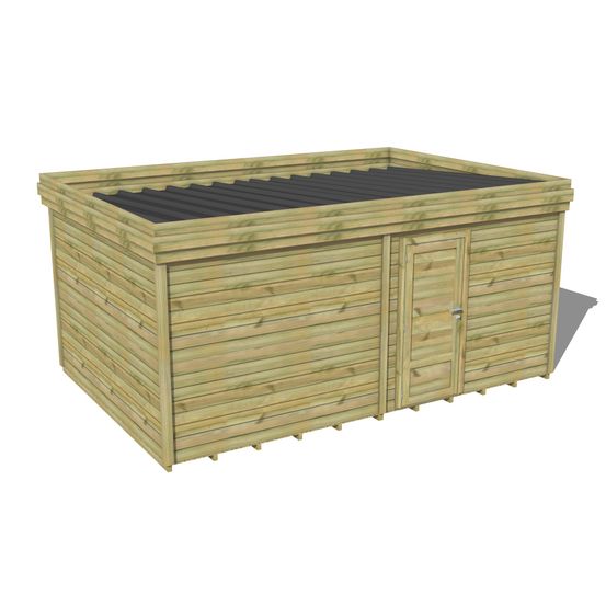 Abri de jardin bois pin traité autoclave 27mm - 5,195x3,44m / 18m2 - bac acier - plancher bois