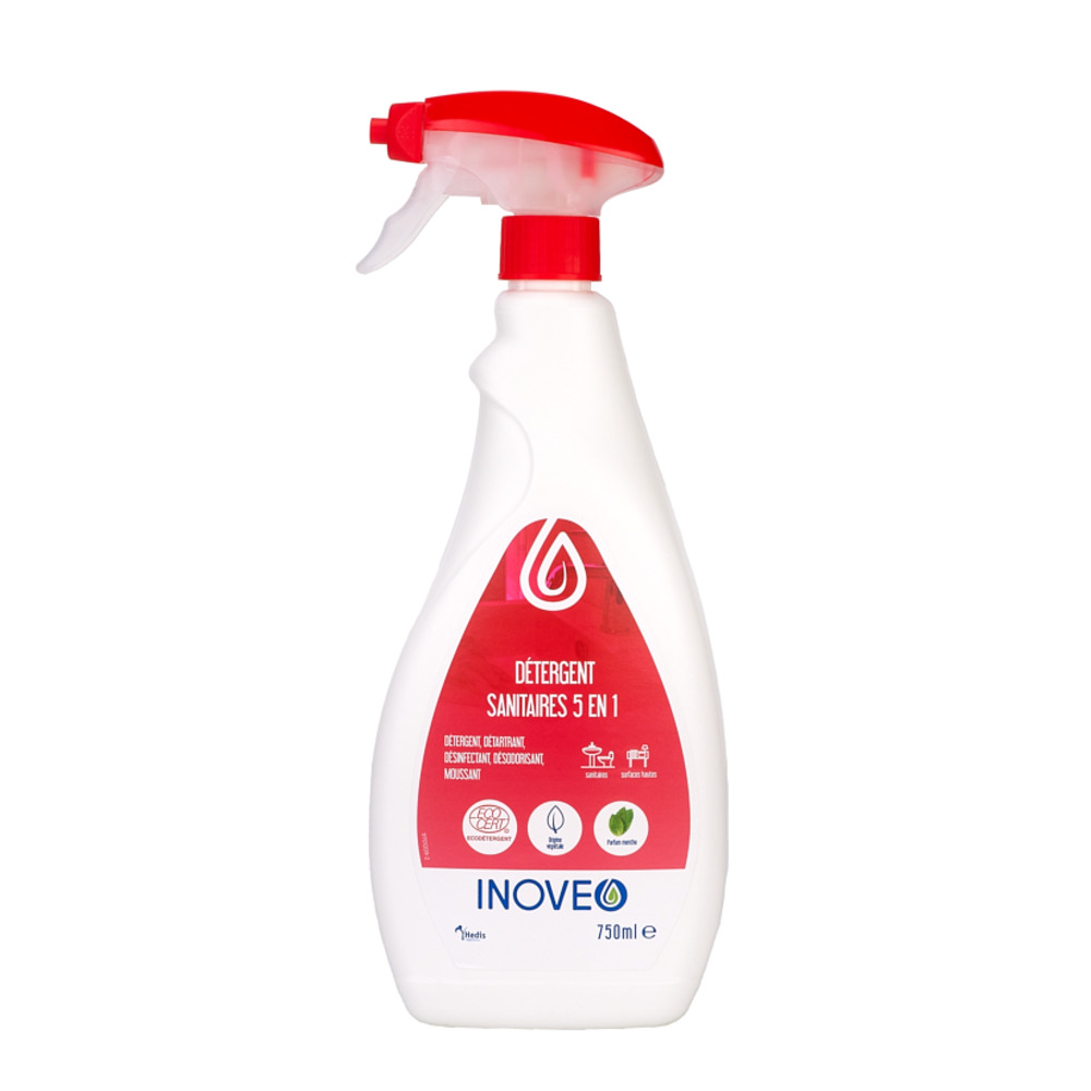 Inoveo détergent sanitaires 5en1 ecocert flacon de 750ml - pollet sa
