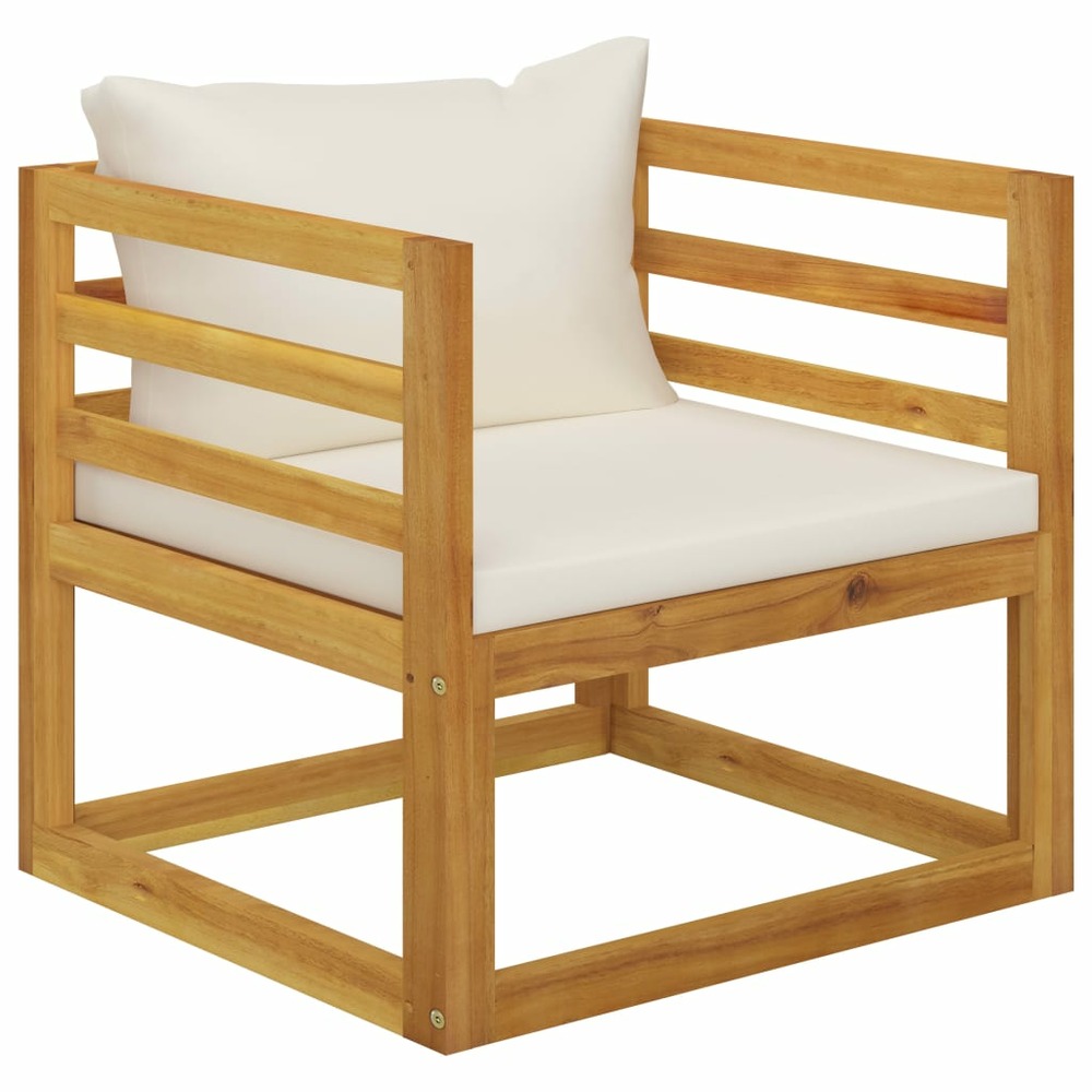 Chaise de jardin avec coussins crème bois d'acacia massif