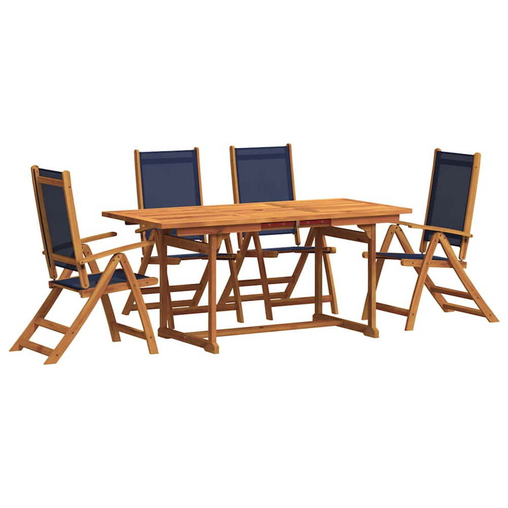 Ensemble à manger de jardin 5pcs bois d'acacia solide textilène