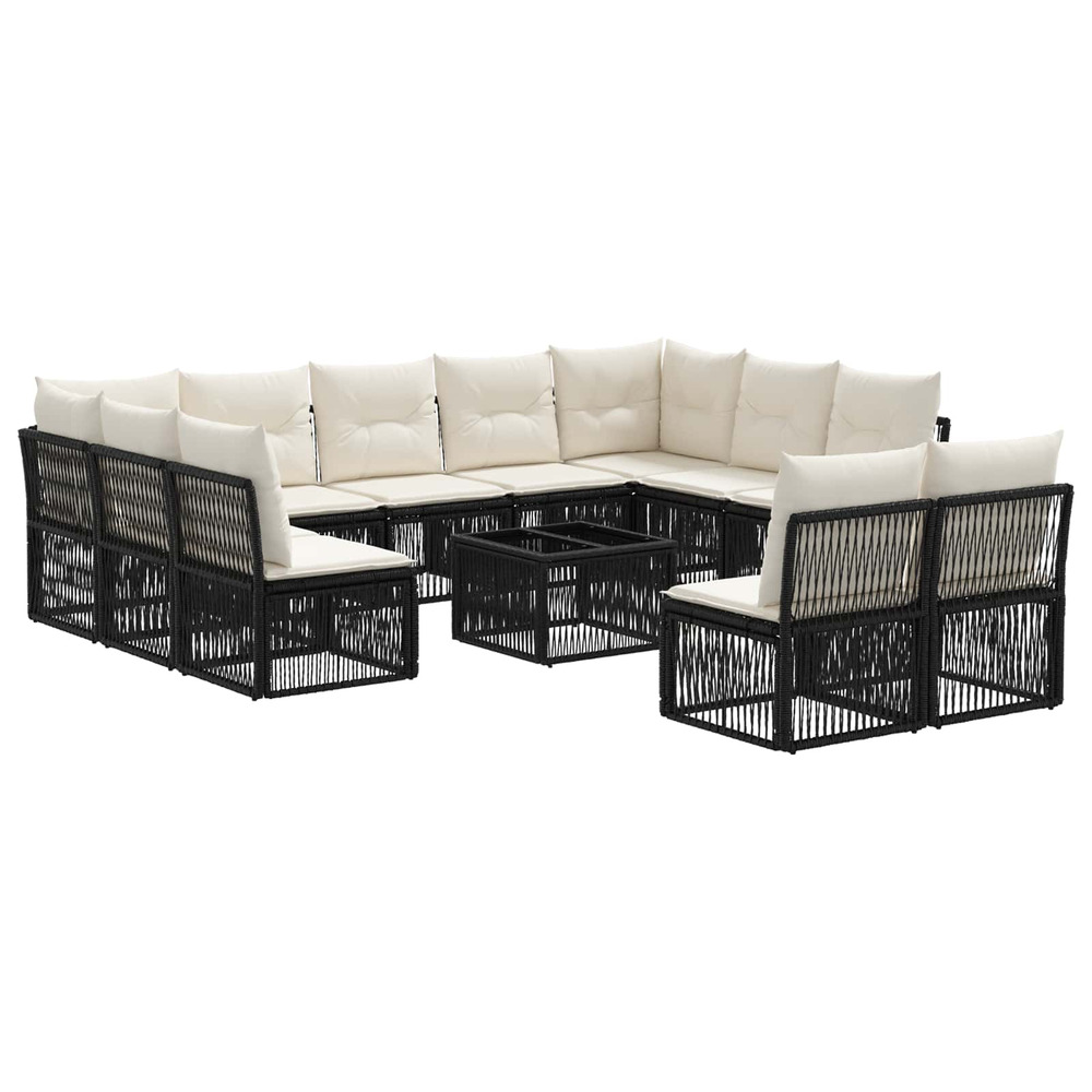 Ensemble de canapé de jardin 12 pcs noir polyrotin