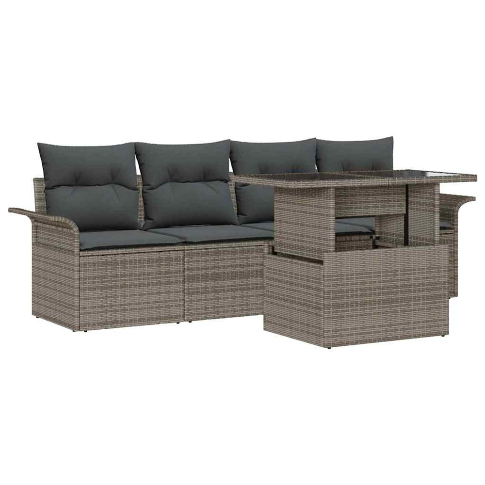 Ensemble de canapé de jardin 5 pcs gris poly rattan