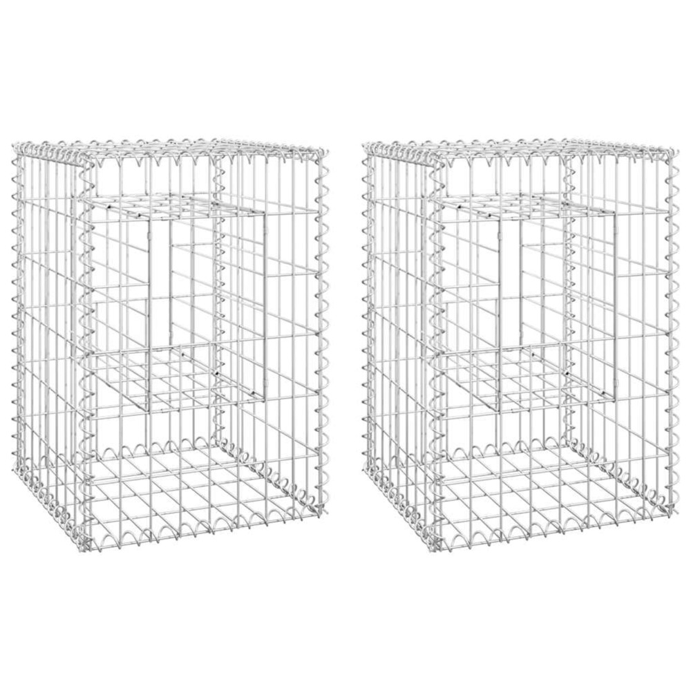 Poteaux à panier de gabion 2 pcs 40x40x60 cm fer