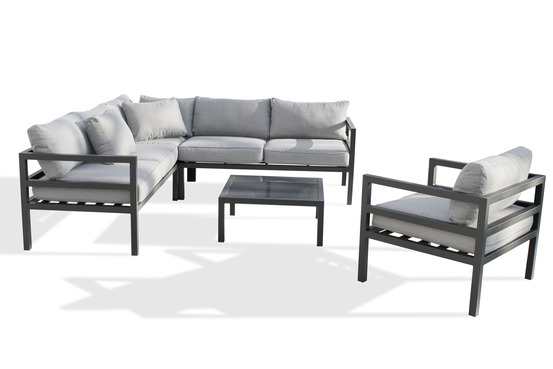 Salon de jardin d'angle beaubourg en aluminium