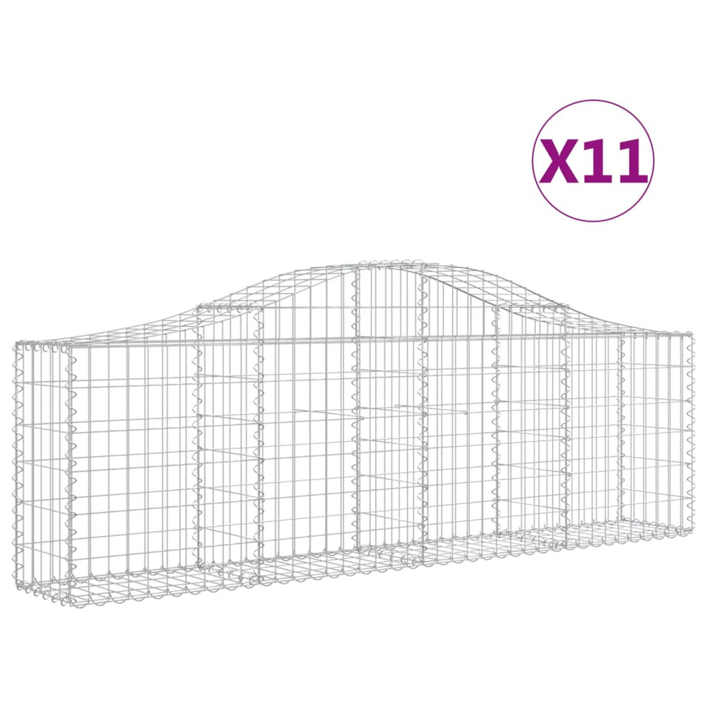 Paniers à gabions arqués 11 pcs 200x30x60/80 cm fer galvanisé